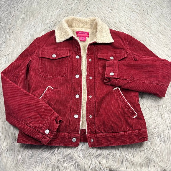 Xhilaration Jackets & Blazers - Vintage Y2K Xhilaration Women's M Red Corduroy Sherpa Lined Trucker Jacket